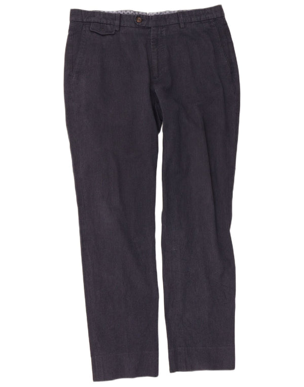 Massimo Dutti Mens Straight Suit Trousers EU 42 Large W32 L30 Navy Blue