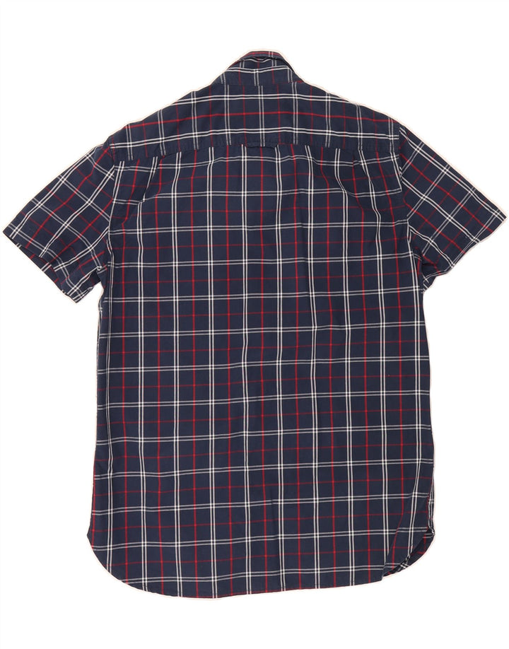 SUPERDRY Mens Short Sleeve Shirt Large Navy Blue Check Cotton Vintage Superdry and Second-Hand Superdry from Messina Hembry 
