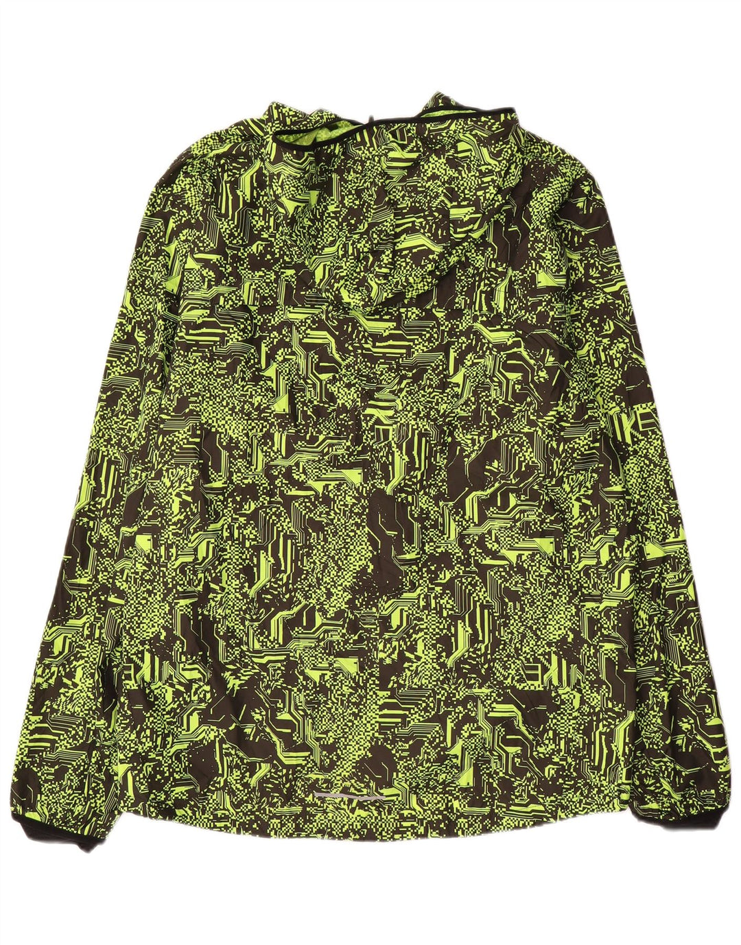 Nike Mens Running Hooded Rain Jacket UK 42 XL Green Geometric Polyester