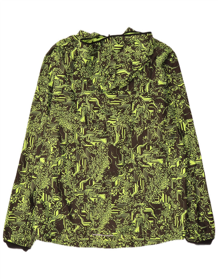 Nike Mens Running Hooded Rain Jacket UK 42 XL Green Geometric Polyester