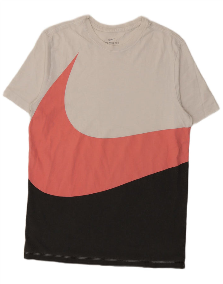 Nike Mens Graphic T-Shirt Top Medium White Colourblock Cotton
