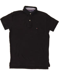 TOMMY HILFIGER Mens Polo Shirt Small Black Cotton