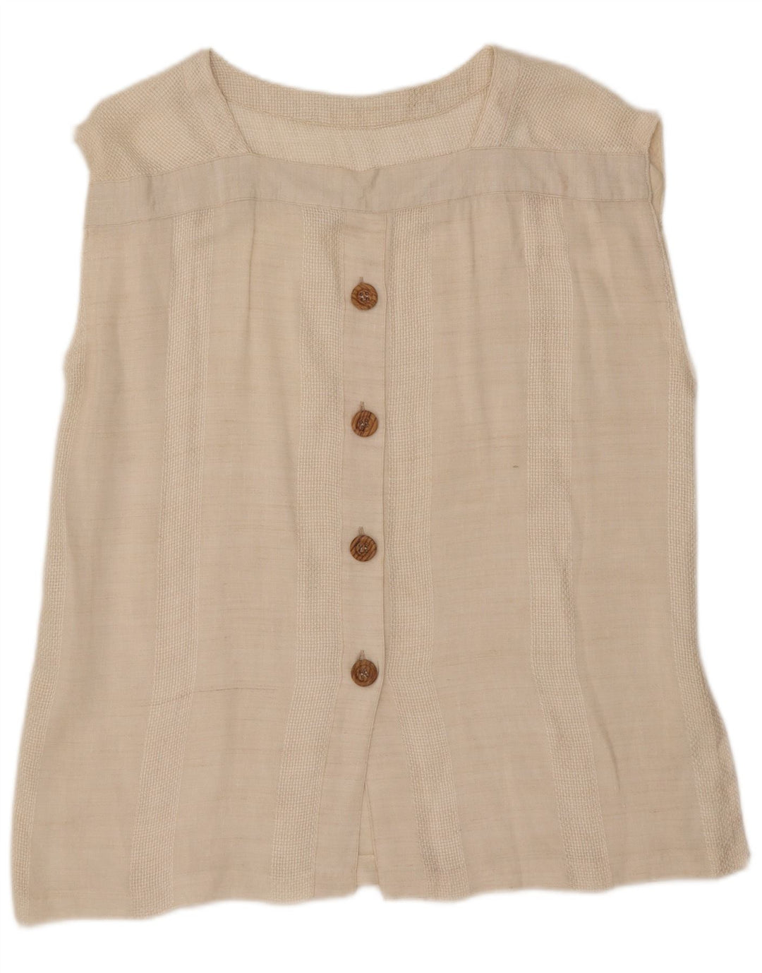 VINTAGE Womens Sleeveless Tunic Top UK 18 XL Beige