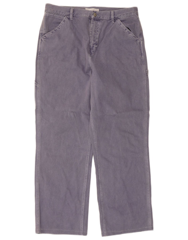 Topshop Womens Straight Cargo Trousers UK 16 W34 L28 Purple Cotton