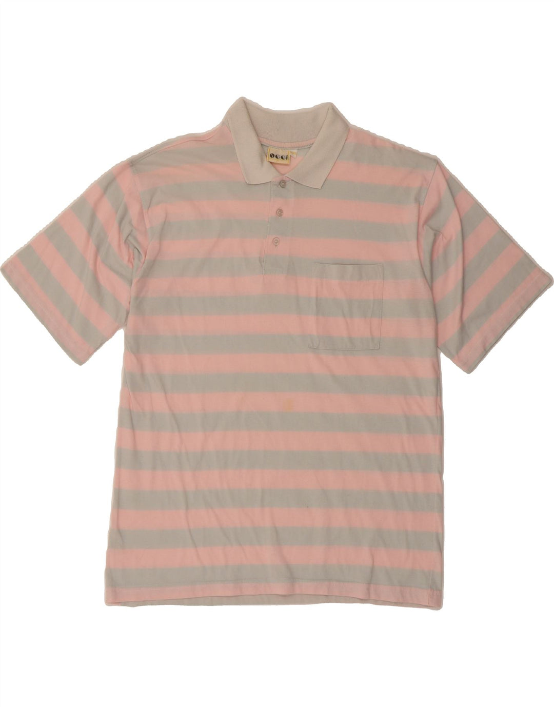 VINTAGE Mens Polo Shirt 2XL Pink Striped Vintage Vintage and Second-Hand Vintage from Messina Hembry 