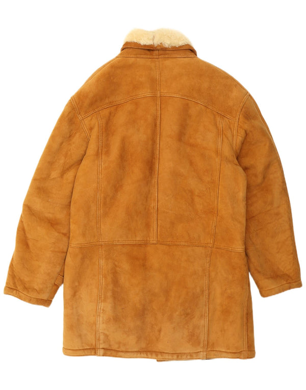 Vintage Mens Shearling Overcoat UK 40 Large Beige Shearling