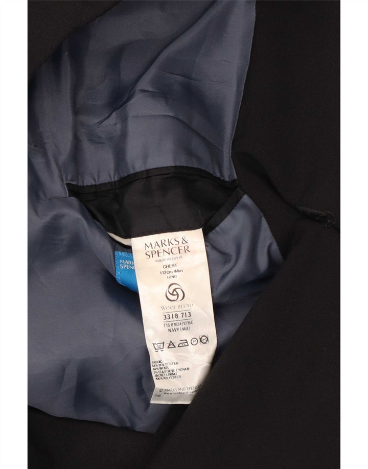 Marks & Spencer Mens 3 Button Blazer Jacket UK 44 XL Black Polyester