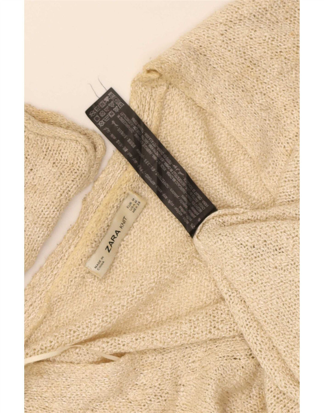 Zara Womens Oversized Cardigan Sweater UK 14 Medium Beige Acrylic