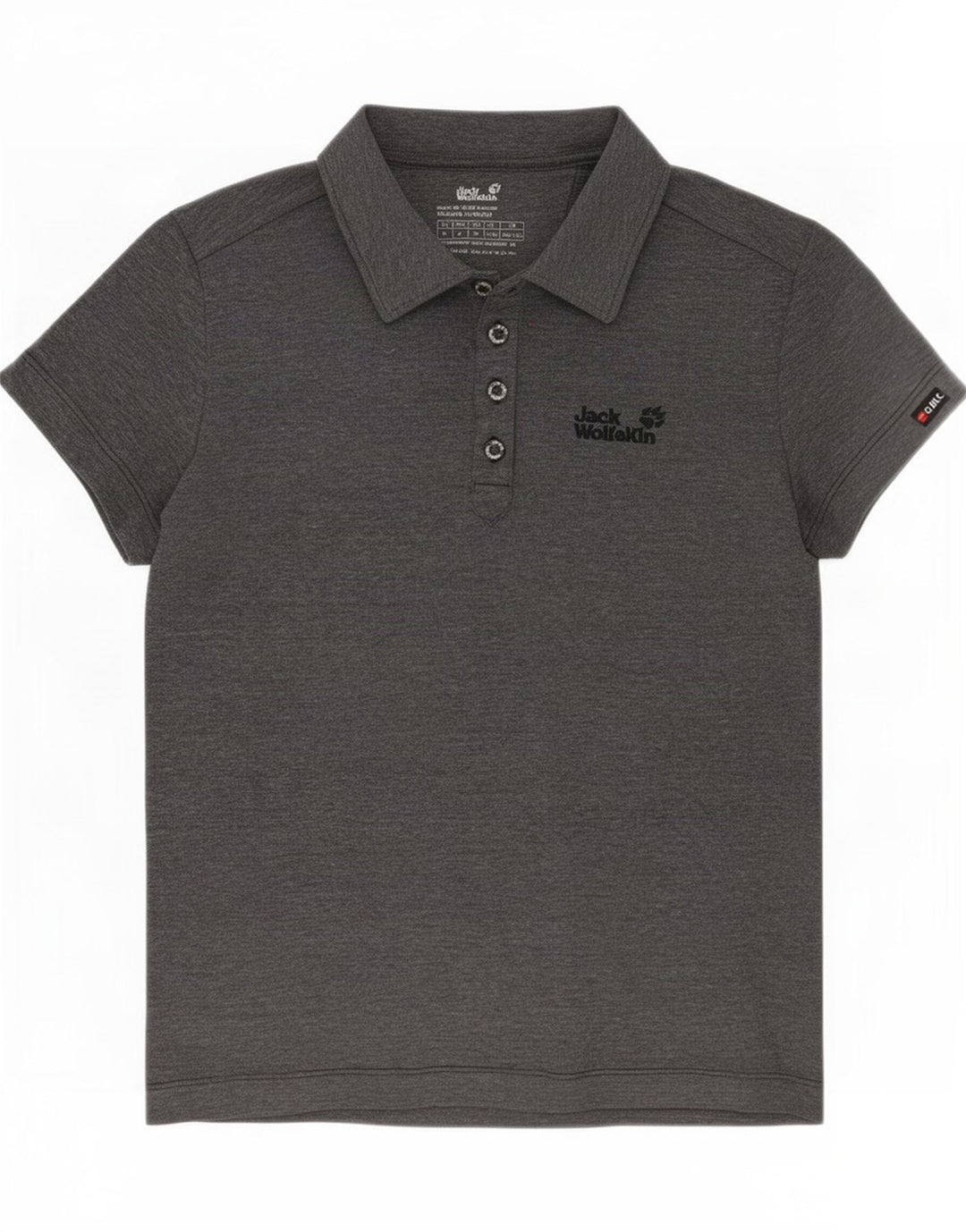 Jack Wolfskin Womens Polo Shirt UK 12/14 Medium Grey Flecked Polyester
