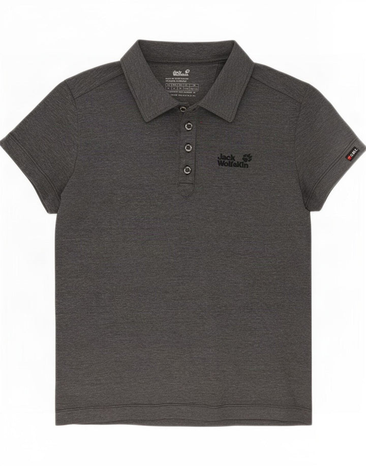 Jack Wolfskin Womens Polo Shirt UK 12/14 Medium Grey Flecked Polyester