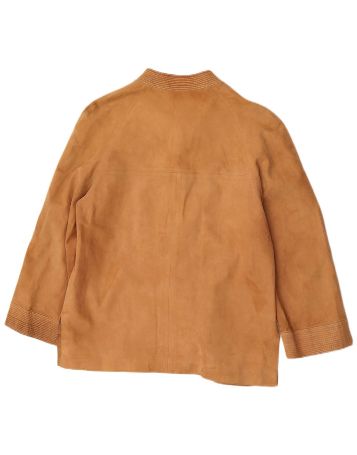 Vintage Womens 3 Button Suede Blazer Jacket UK 14 Medium Beige