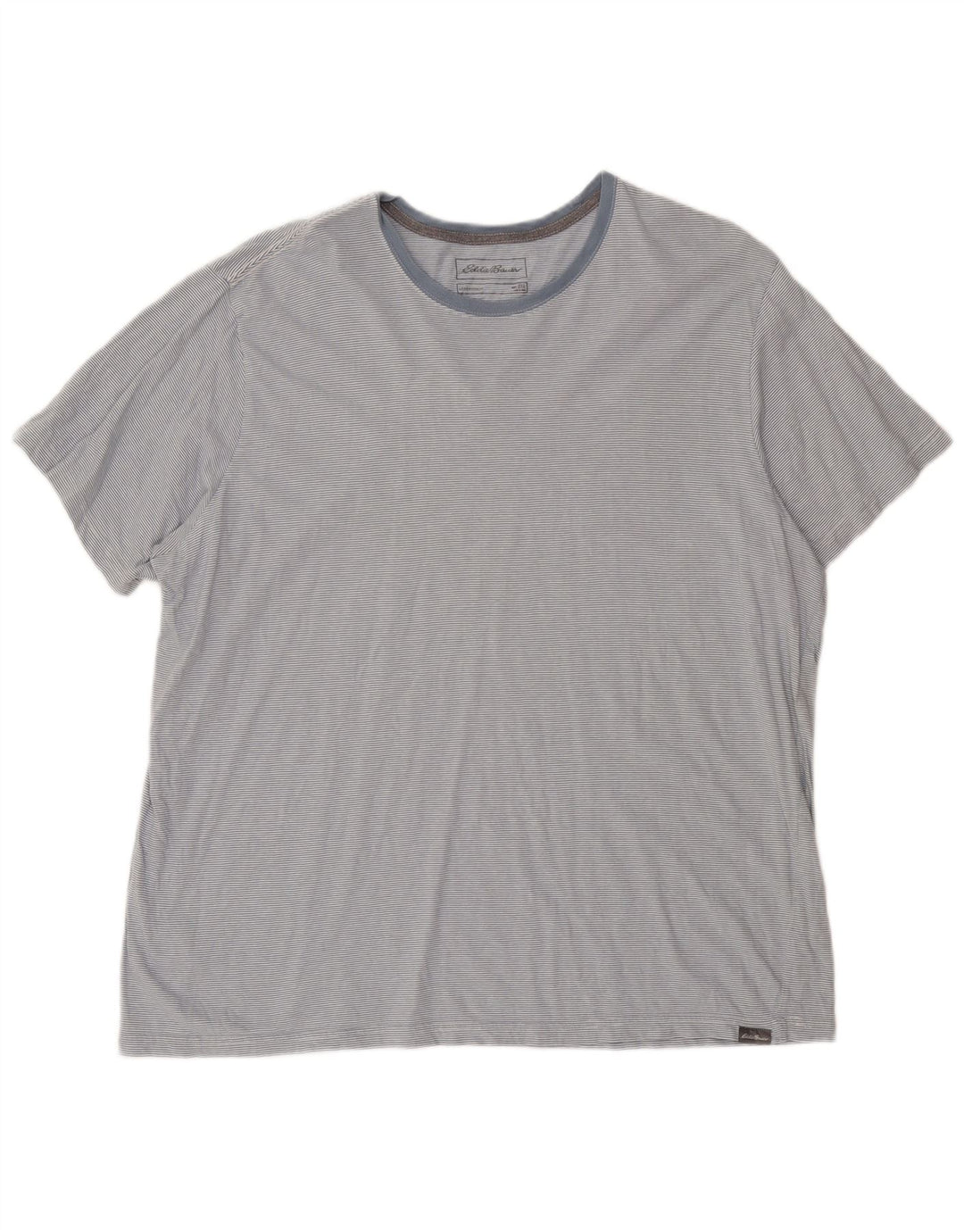 Eddie Bauer Mens T-Shirt Top 2XL Grey Pinstripe Cotton