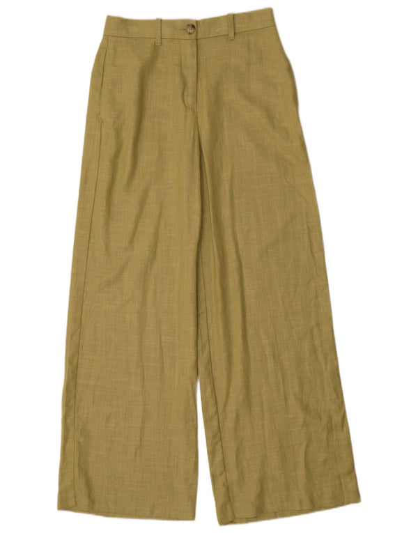 Marks & Spencer Womens Wide Leg Chino Trousers UK 8 Small W26 L29 Green