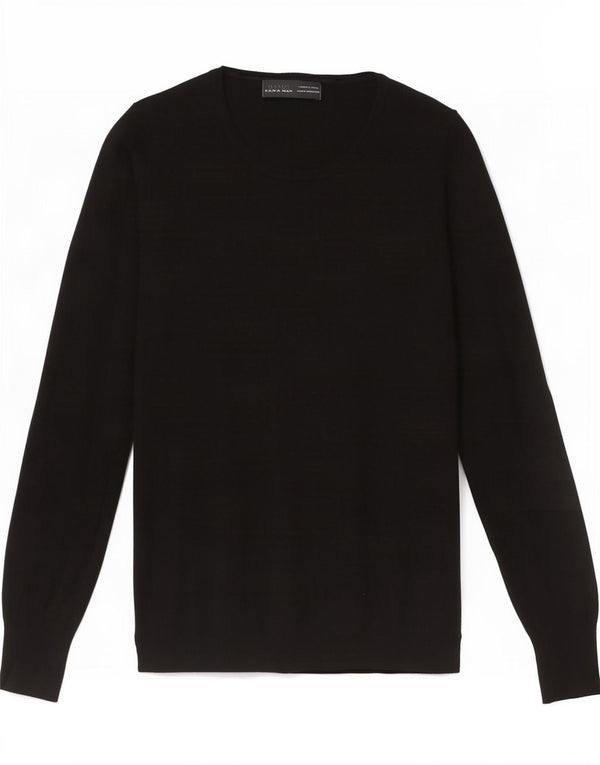 Zara Mens Boat Neck Jumper Sweater Small Black Viscose