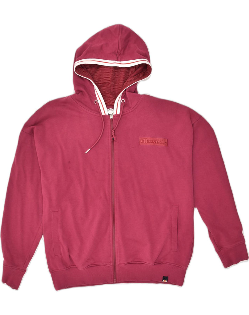 ELLESSE Mens Zip Hoodie Sweater Medium Burgundy Cotton | Vintage Ellesse | Thrift | Second-Hand Ellesse | Used Clothing | Messina Hembry 