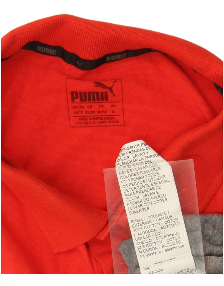Puma Mens Polo Shirt XL Red Colourblock Cotton