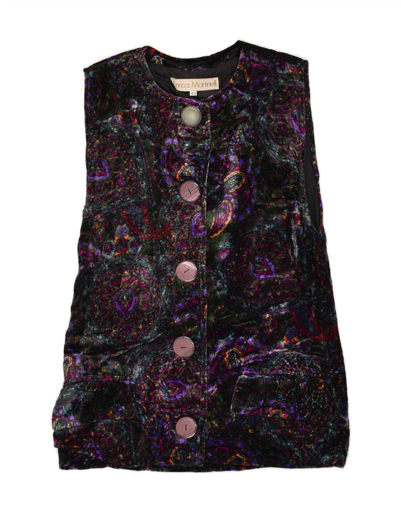 VINTAGE Womens Velvet Gilet IT 44 Medium W24 L17  Purple Paisley | Vintage Vintage | Thrift | Second-Hand Vintage | Used Clothing | Messina Hembry 