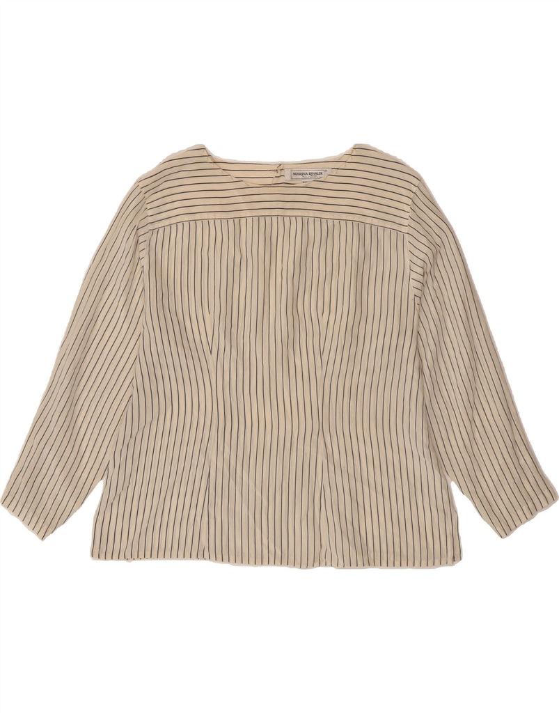 MARINA RINALDI Womens Long Sleeve Blouse Top Size 25 Large Beige Pinstripe Vintage Marina Rinaldi and Second-Hand Marina Rinaldi from Messina Hembry 