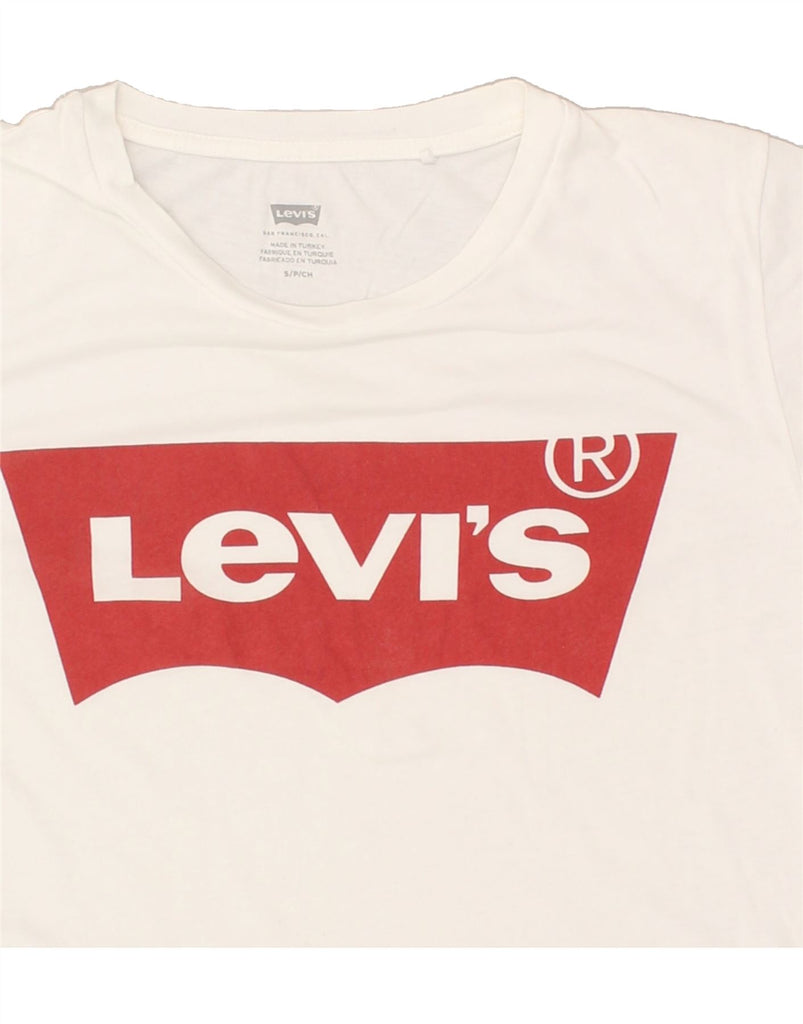 LEVI'S Womens Graphic T-Shirt Top UK 10 Small White Cotton | Vintage Levi's | Thrift | Second-Hand Levi's | Used Clothing | Messina Hembry 