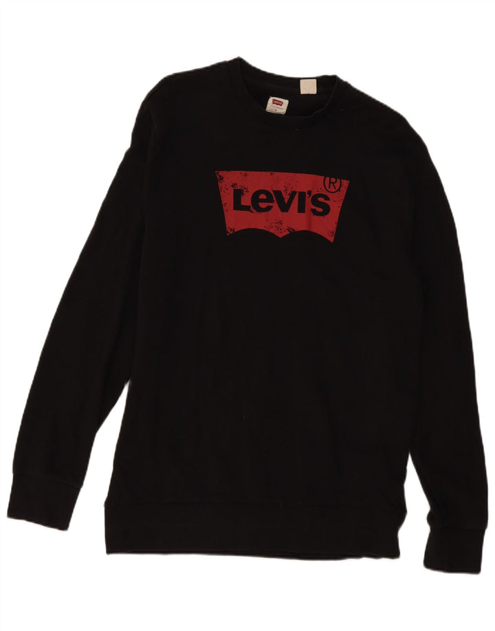 Levi's Mens Graphic Sweatshirt Jumper Medium Black Cotton