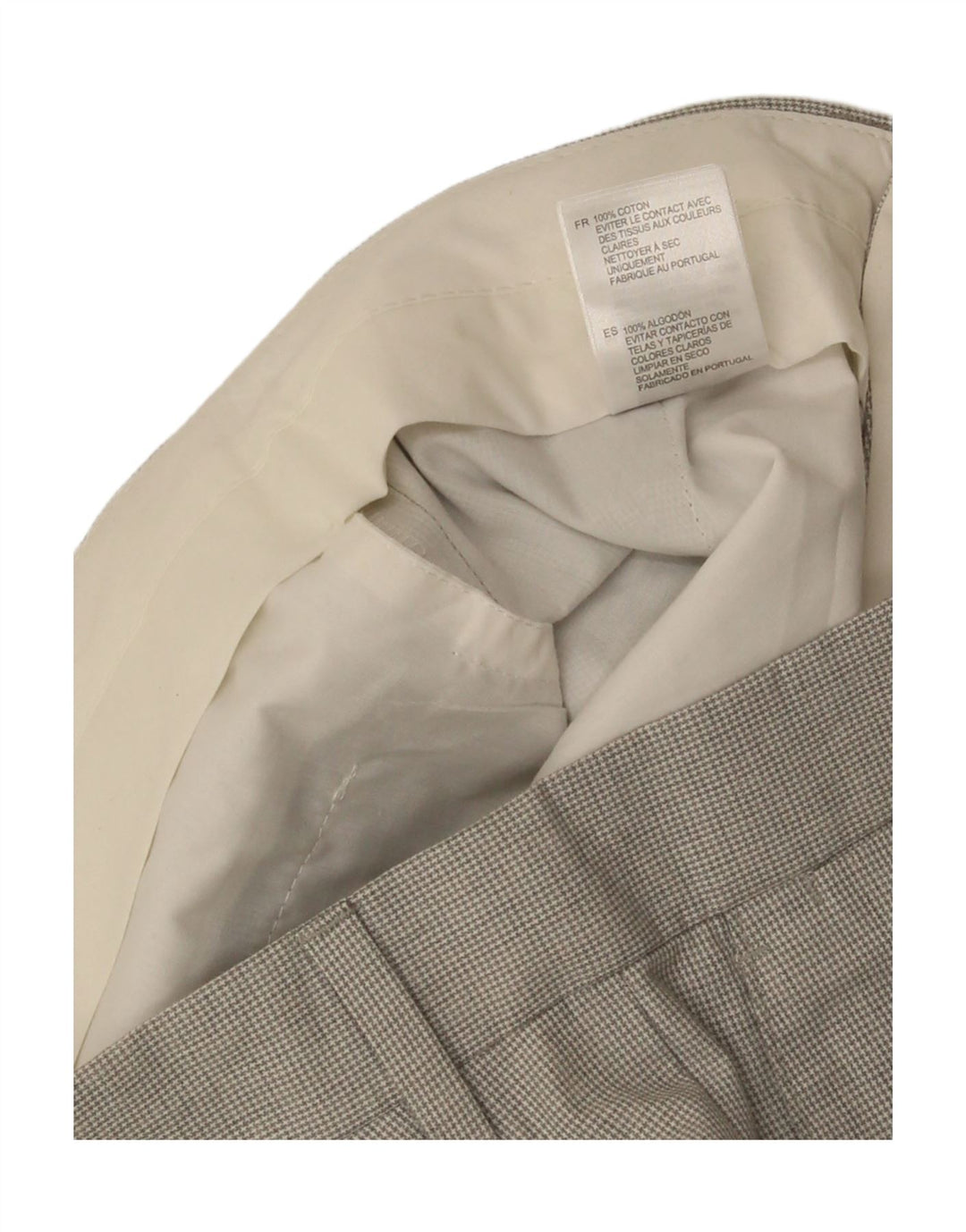 Reiss Mens Slim Suit Trousers W32 L33 Grey Houndstooth Cotton
