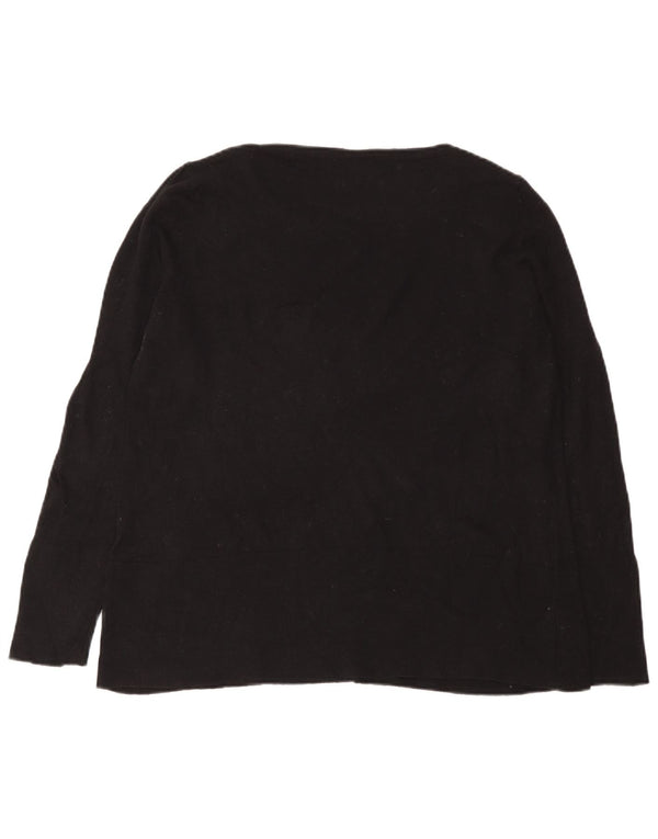 Marks & Spencer Womens Boat Neck Jumper Sweater UK 16 Large  Black Cotton