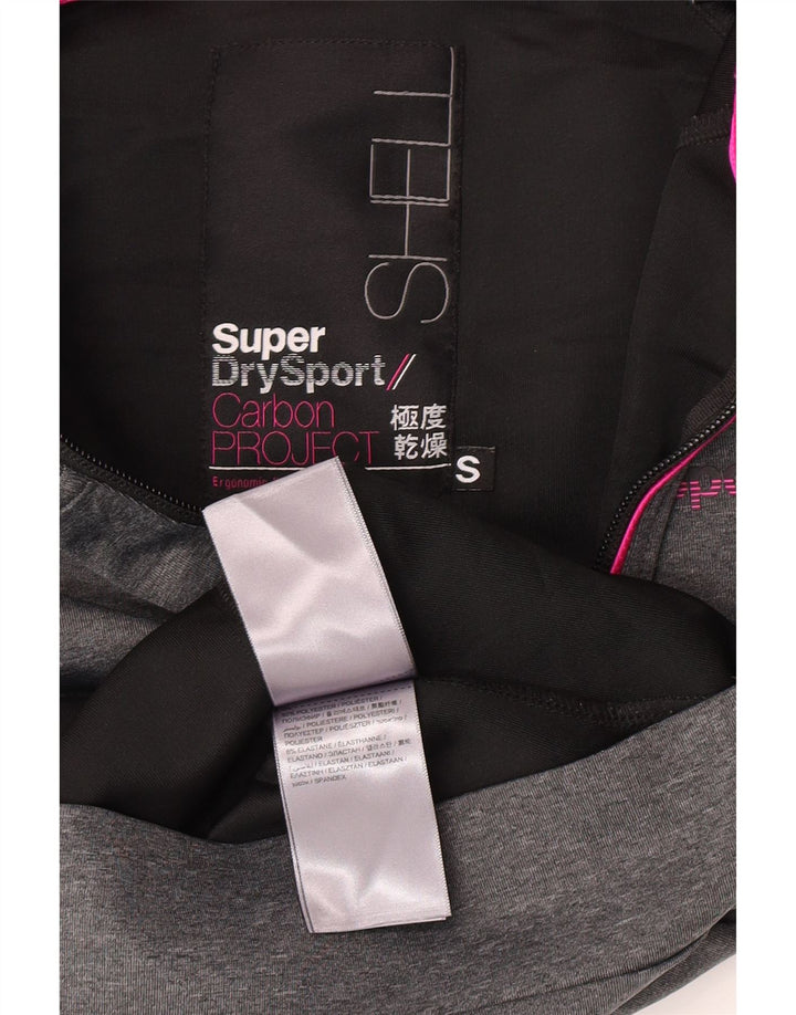 Superdry Womens Graphic Zip Hoodie Sweater UK 10 Small Grey Polyester