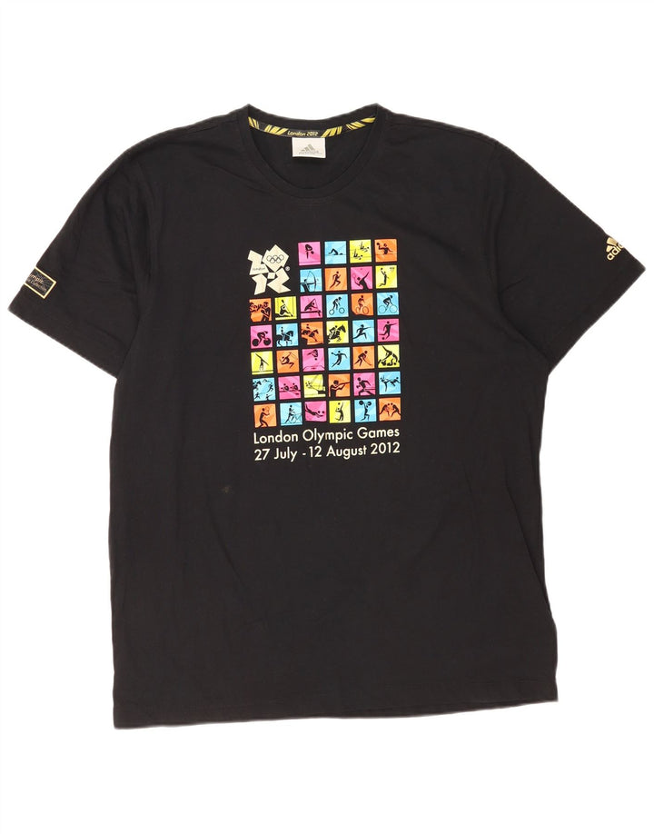 Adidas Mens Graphic T-Shirt Top Large Black Cotton