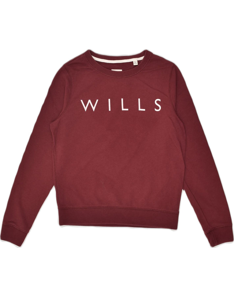 JACK WILLS Womens Loose Fit Graphic Sweatshirt Jumper UK 10 Small  Maroon | Vintage Jack Wills | Thrift | Second-Hand Jack Wills | Used Clothing | Messina Hembry 