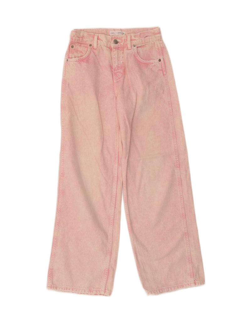 ZARA Girls Wide Leg Jeans 13-14 Years W26 L27 Pink Cotton Vintage Zara and Second-Hand Zara from Messina Hembry 