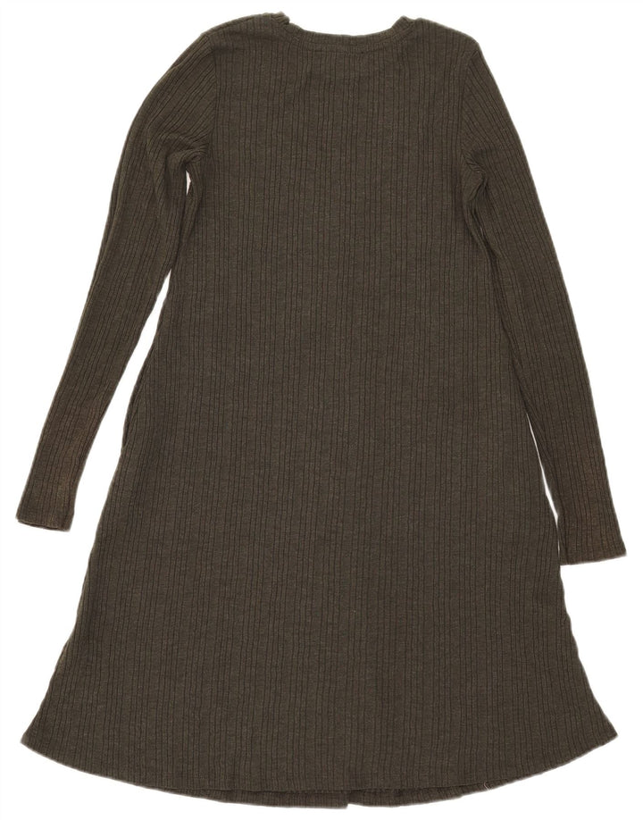 Marks & Spencer Womens Long Sleeve A-Line Dress UK 8 Small Khaki Polyester