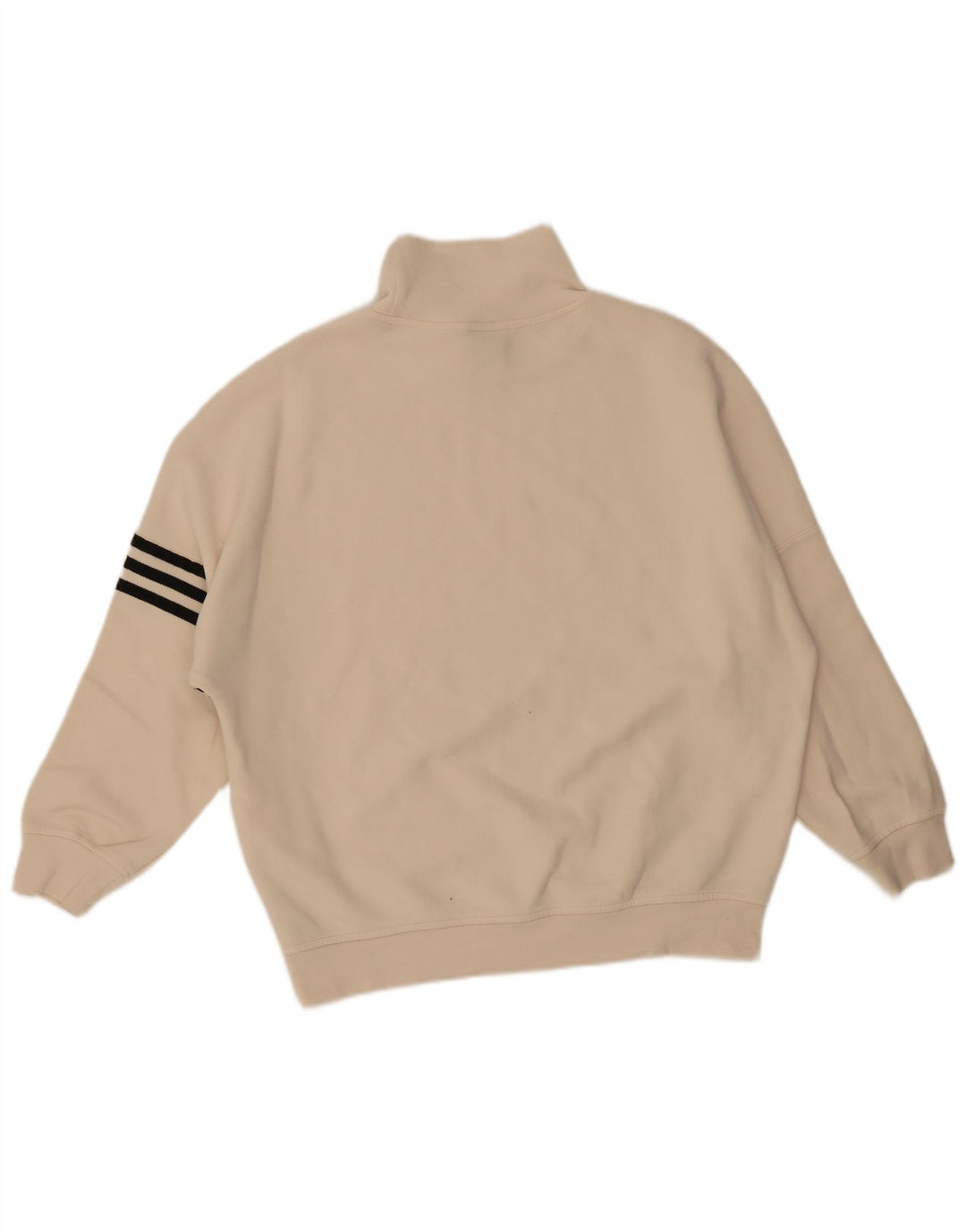 Adidas Womens Oversized Sweatshirt Jumper UK 2 2XS Beige Cotton