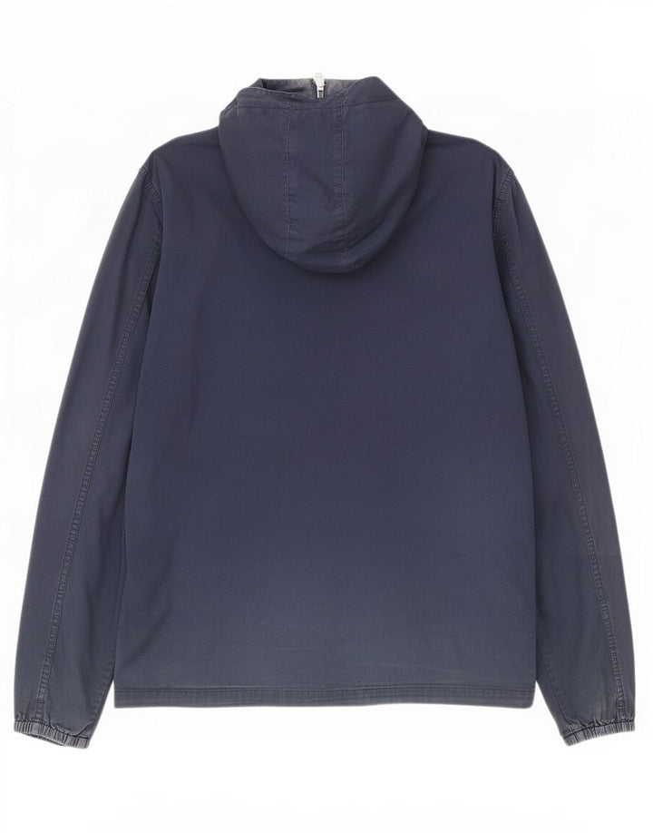 Pretty Green Mens Hooded Bomber Jacket UK 38 Medium Navy Blue Cotton