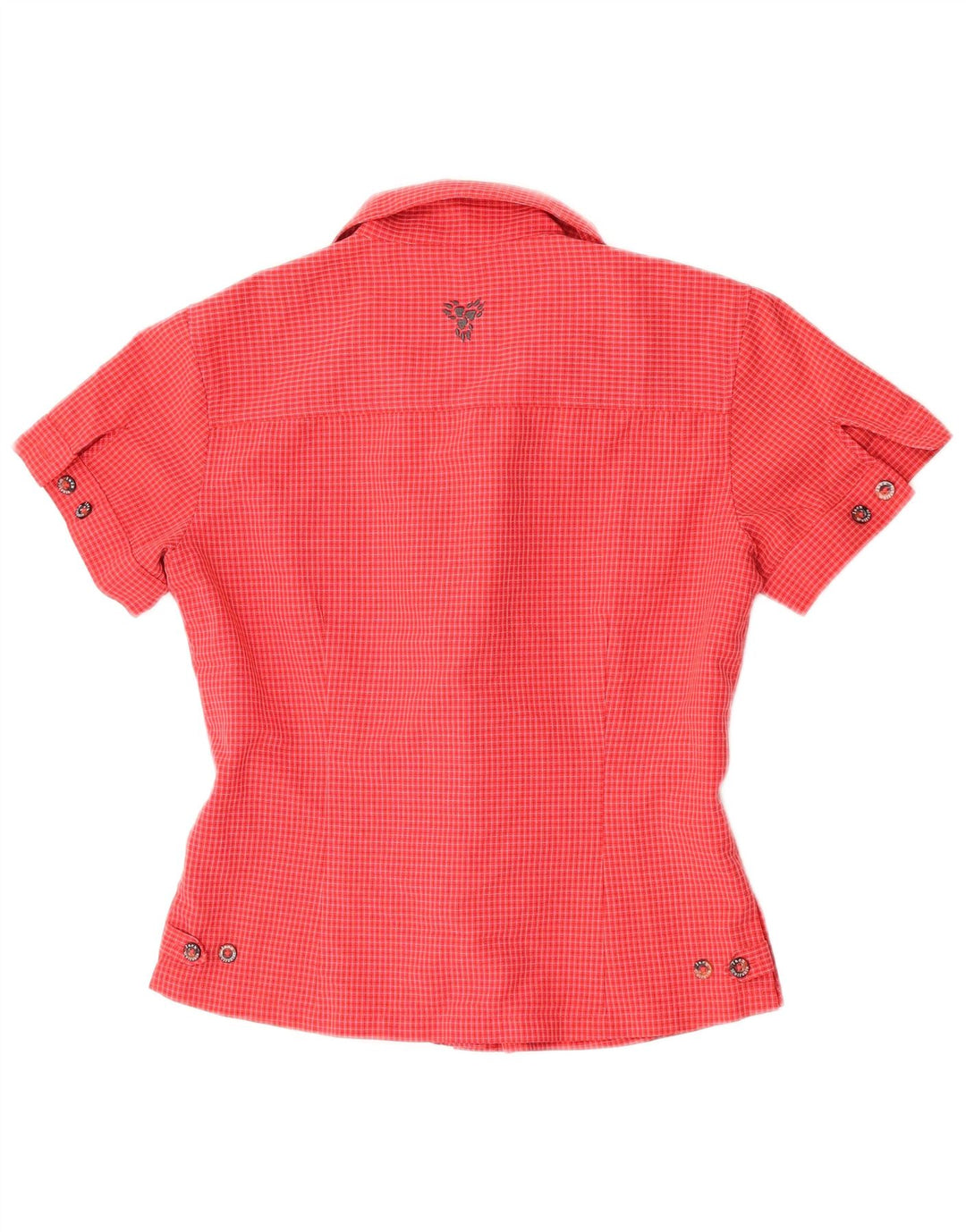Jack Wolfskin Womens Short Sleeve Shirt UK 8 Small Red Check Polyester