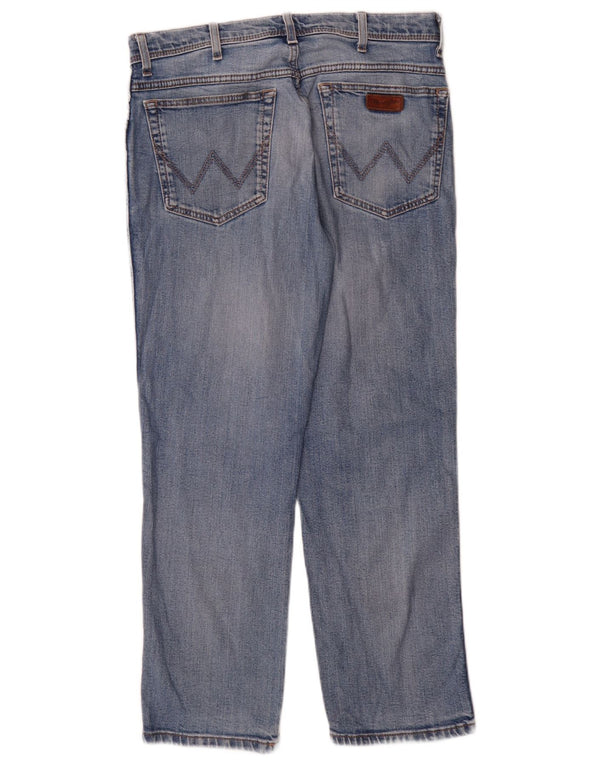 Wrangler Mens Regular Fit Straight Jeans W34 L30 Blue Cotton