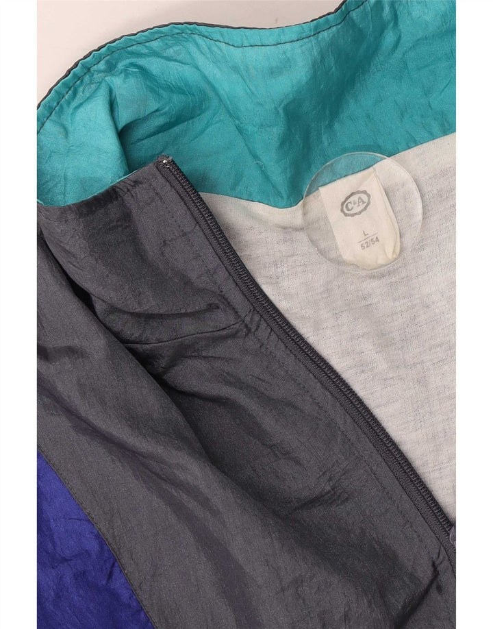 C&A Mens Tracksuit Top Jacket IT 52/54 Large Grey Colourblock Polyamide