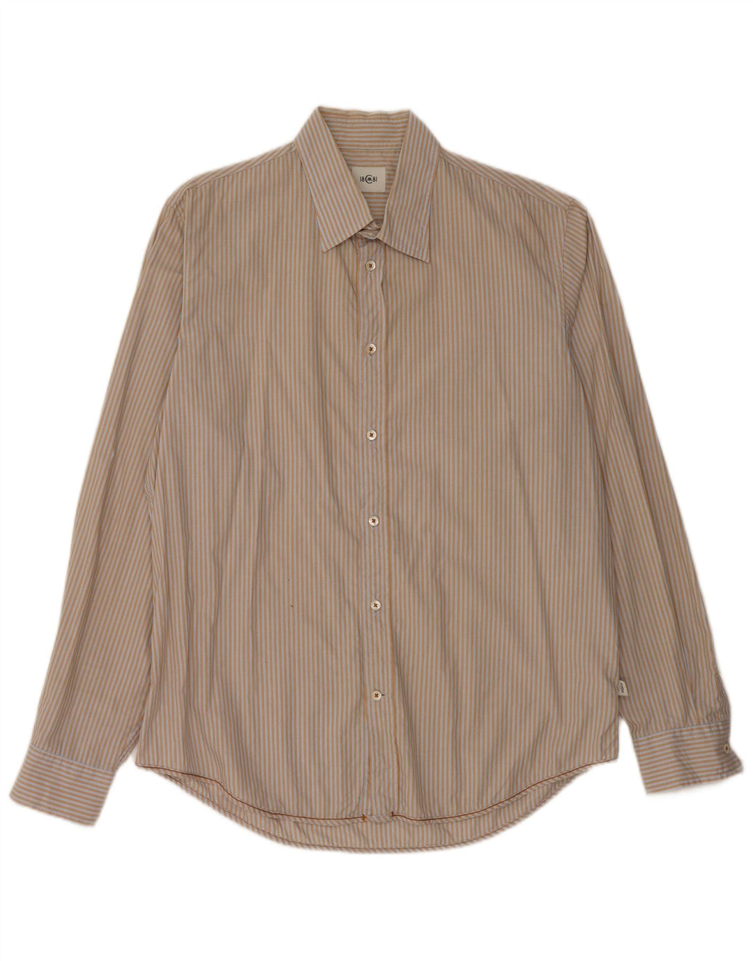 Cerruti 1881 Mens Shirt Large Beige Striped