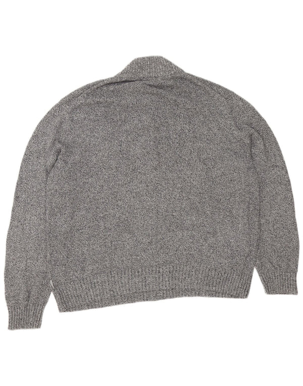 Calvin Klein Mens Zip Neck Jumper Sweater 2XL Grey Flecked Cotton