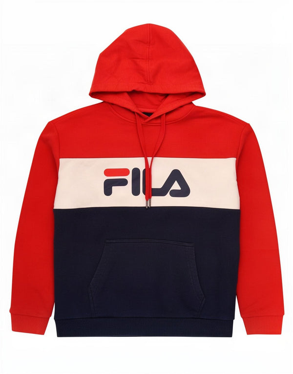 Fila Mens Graphic Hoodie Jumper Small Multicoloured Colourblock Cotton