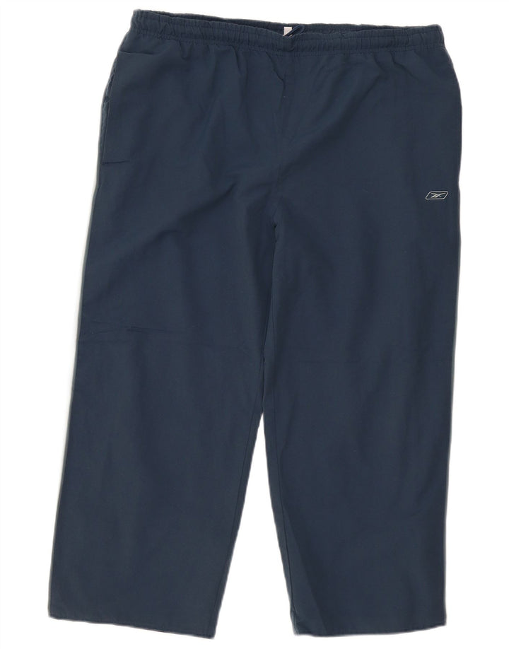 Reebok Mens Tracksuit Trousers Large  Navy Blue Colourblock Polyester