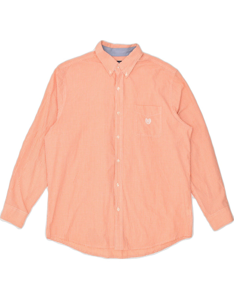 CHAPS Mens Shirt XL Orange Check Cotton Classic | Vintage | Thrift | Second-Hand | Used Clothing | Messina Hembry 