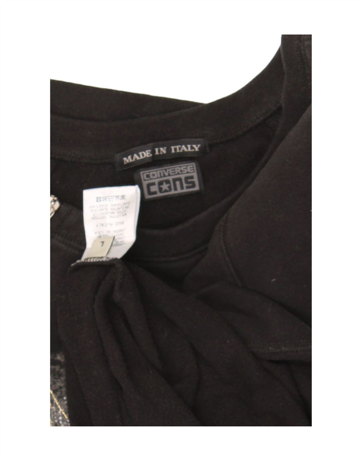 CONVERSE Womens Graphic Sweatshirt Jumper UK 16 Large Black Cotton