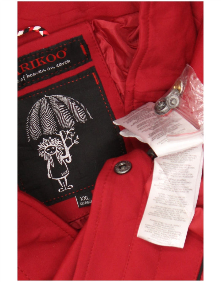 Marikoo Womens Hooded Overcoat UK 20 2XL Red Polyester