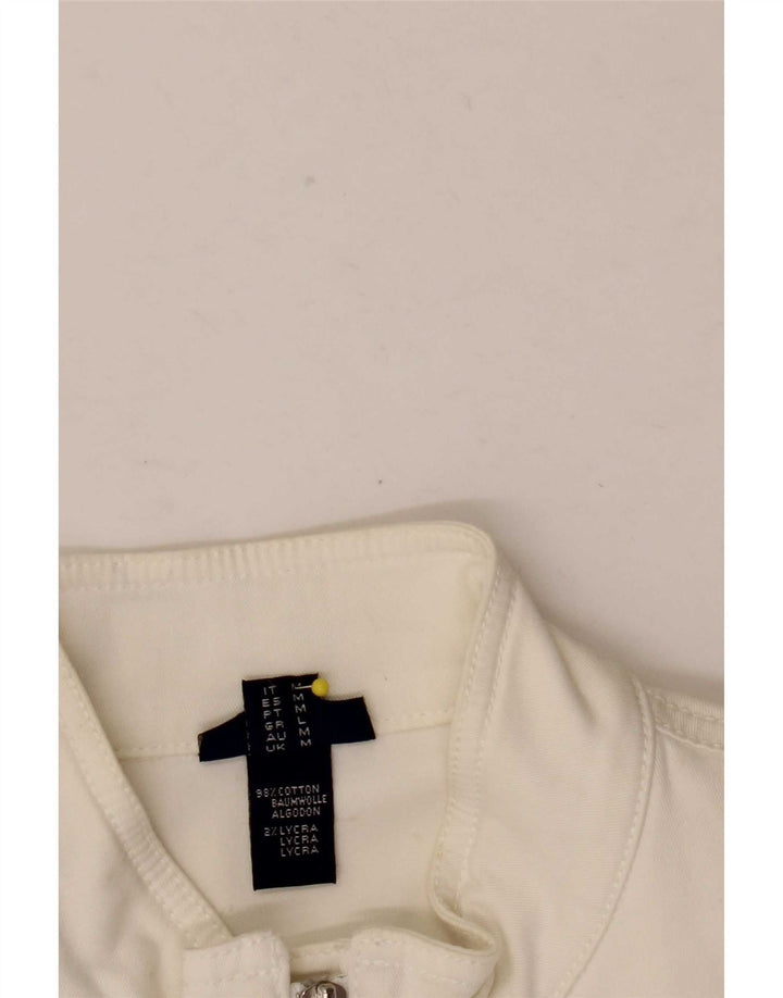 Gant Womens Bomber Jacket UK 12 Medium White Cotton