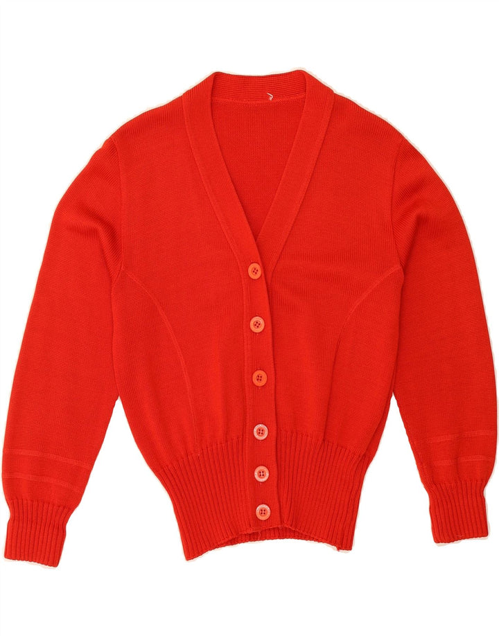 VINTAGE Womens Cardigan Sweater UK 8 Small Red Acrylic Vintage Vintage and Second-Hand Vintage from Messina Hembry 