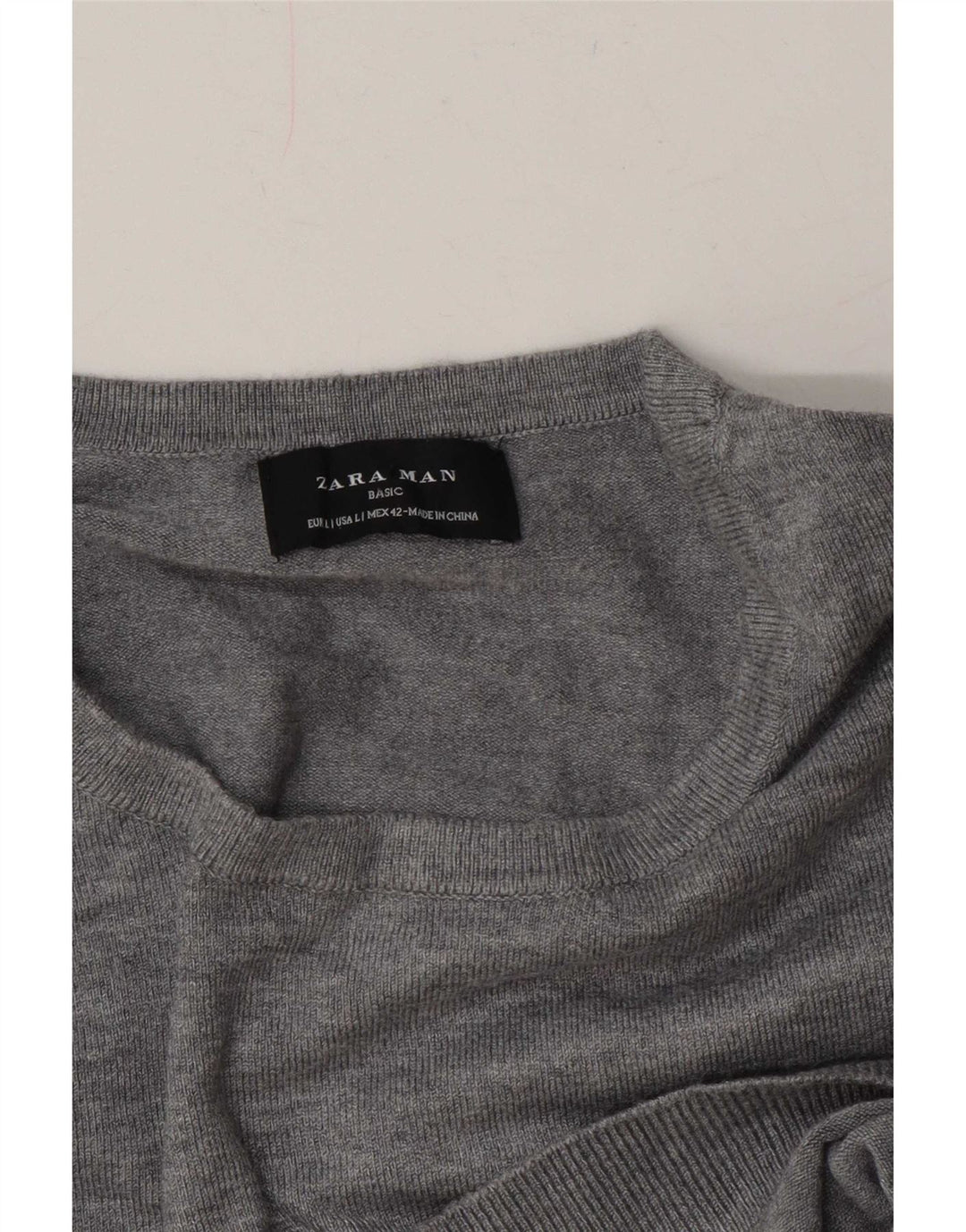 Zara Mens Crew Neck Jumper Sweater Large Grey