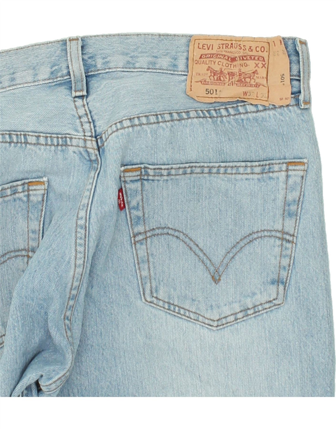 LEVI'S Mens 501 Straight Jeans W32 L32 Blue Cotton