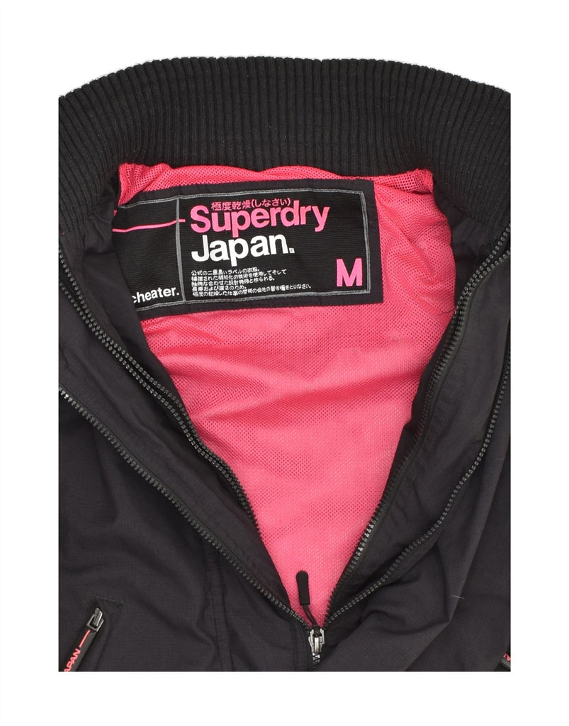 SUPERDRY Womens Hooded Windbreaker Jacket UK 14 Medium Black Nylon | Vintage Superdry | Thrift | Second-Hand Superdry | Used Clothing | Messina Hembry 