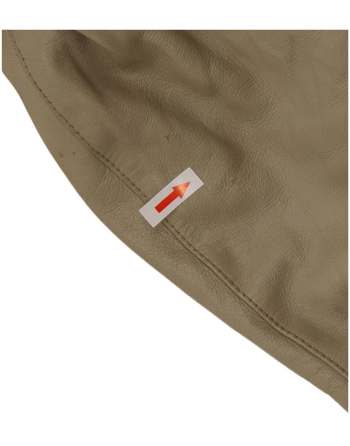 Vintage Womens Leather Coat UK 12 Medium Beige