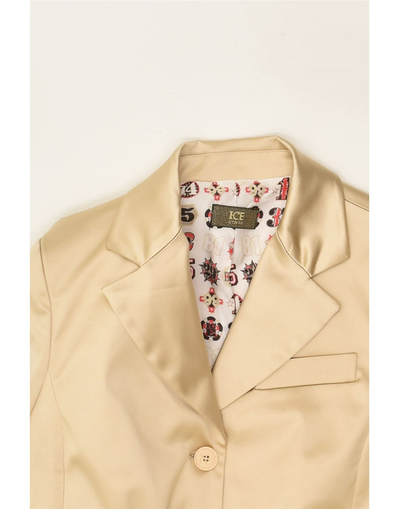 ICEBERG Womens 3 Button Blazer Jacket IT 42 Medium Gold Acetate | Vintage Iceberg | Thrift | Second-Hand Iceberg | Used Clothing | Messina Hembry 